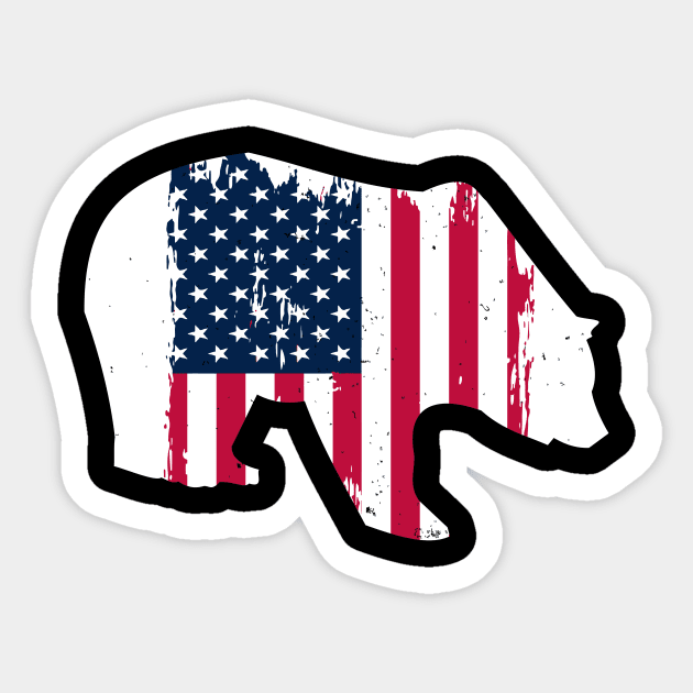 American USA  Flag Grizzly Brown Bear Hunter Nature Conservation Wildlife Outdoors Sticker by twizzler3b